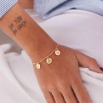 Pulseira Três Medalhas P Personalizada Folheado em Prata 925