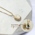 Colar Relicário Flower com Foto Banhado a Ouro 18k