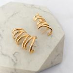 Brinco Ear Hook ZigZag Livia Folheado em Ouro 18k