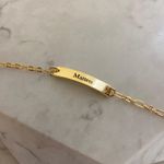 Pulseira Plaquinha Personalizada Infantil Folheado em Ouro 18k