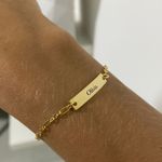 Pulseira Plaquinha Personalizada Infantil Folheado em Ouro 18k