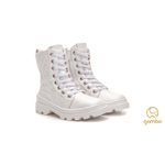 Bota Coturno Feminino Infantil e Juvenil Branco Perolado Gambo