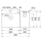 Cuba De Sobrepor Box Center Franke 86x51 c/ Acessórios e Válvula 4,5 - 16060