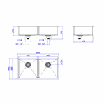 Cuba de Cozinha Retangular Dupla Deca 80x40cm Suprema Inox CC.670.80.DUO.INX