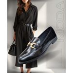 mocassim couro croco preto