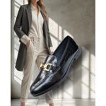 mocassim couro croco preto