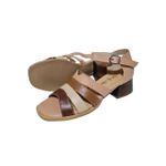 sandália couro tricolor