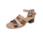 sandália couro tricolor