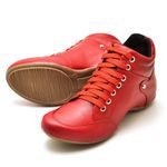 Bota Confort em Couro com Fivela Vermelho 7200 Tênis Leve 