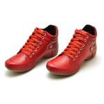 Bota Confort em Couro com Fivela Vermelho 7200 Tênis Leve 