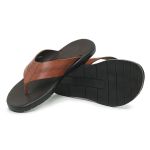 Sandália Chinelo Masculina Marrom Canela Conforto em Couro Básica
