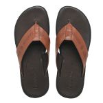 Sandália Chinelo Masculina Marrom Canela Conforto em Couro Básica