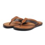 Sandália Chinelo Masculina Tabaco Conforto em Couro Básica
