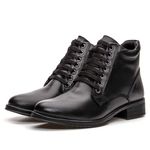 Bota Feminina em Couro com amarração - Preto