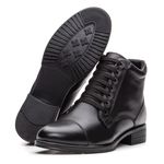 Bota Feminina em Couro com amarração e costura no bico - Preto