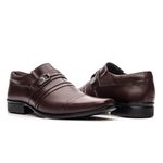 Sapato Masculino Couro Legitimo Social Bico Fino Quadrado Café 33140