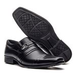 Kit Sapato Preto Bico Fino Masculino Social Couro Natural + Cinto e Carteira Em Couro Sintético 