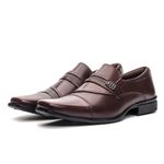 Sapato Masculino Couro Legitimo Social Bico Fino Quadrado Café
