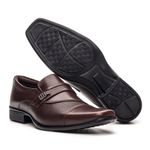 Sapato Masculino Couro Legitimo Social Bico Fino Quadrado Café
