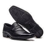 Kit Sapato Social Preto Bico Fino Masculino Couro Natural + Cinto e Carteira Em Couro Sintético Copia