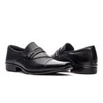 Kit Sapato Social Preto Bico Fino Masculino Couro Natural + Cinto e Carteira Em Couro Sintético Copia