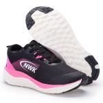 Tênis Esporte Corrida Leve Feminino Preto Com Rosa Gym Academia Macio