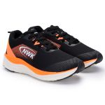 Tênis Esporte Corrida Leve Feminino Preto Com Laranja Gym Academia Macio 