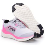 Tênis Esporte Corrida Leve Feminino Cinza Com Rosa Gym Academia Macio 