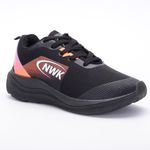 Tênis Esporte Corrida Leve Feminino Preto Com Laranja Gym Academia Macio