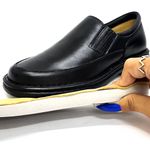 Sapato Masculino Confort Gel em Couro Preto Ortopédico Palmilha Anatômica em Gel Macio