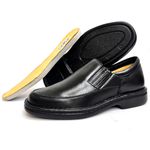 Sapato Masculino Confort Gel em Couro Preto Ortopédico Palmilha Anatômica em Gel Macio