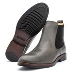 Bota Masculina Chelsea Forrada em Couro Confortável - Cinza