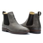 Bota Masculina Chelsea Forrada em Couro Confortável - Cinza