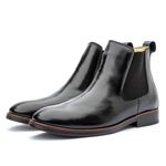 Bota Masculina Chelsea Forrada em Couro Confortável - Preta