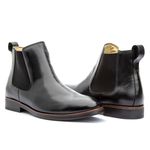 Bota Masculina Chelsea Forrada em Couro Confortável - Preta