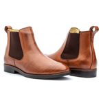 Bota Masculina Chelsea Forrada em Couro Confortável - Whisky