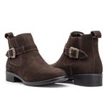 Bota Feminina Chelsea em Couro Nobuck Fosco Confortável Marrom