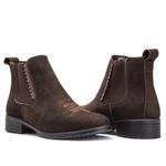 Bota Feminina Chelsea em Couro Nobuck Confortável Marrom Fosco 