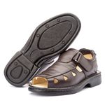Sandalia Masculina Marrom Confort Gel em Couro 