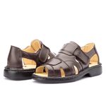 Sandalia Masculina Marrom Confort Gel em Couro
