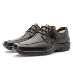 Sapato Masculino Confort Gel com Cadarço em Couro Preto