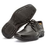 Sapato Masculino Confort Gel com Cadarço em Couro Preto