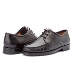 Sapato Mocassim Masculino Preto em Couro com Cadarço 