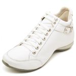 Bota Feminina Confort em Couro Branco com Fivela