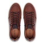 Tênis Masculino Básico Marrom Escuro Em Couro Legitimo Elástico 