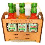KIT MOLHO DE PIMENTA COM SUPORTE QUADRADO FOGO MINEIRO