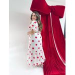 Vestido Nayara Branco Poá Vermelho