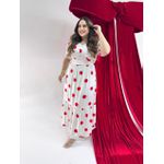 Vestido Nayara Branco Poá Vermelho