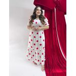 Vestido Nayara Branco Poá Vermelho