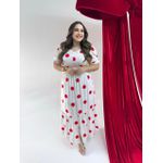 Vestido Nayara Branco Poá Vermelho